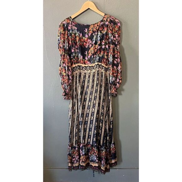 Anthropologie Farm Rio Womens Multicolor Floral Side Slit Maxi Dress Size XS - Picture 2 of 3